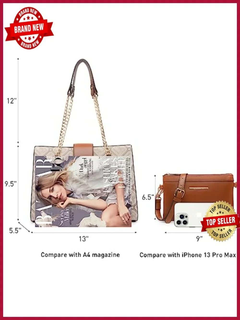 Vegan Leather Satchel Tote Hobo Bag with Matching Clutch